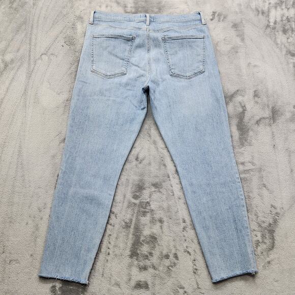 AGOLDE Jeans Womens 32 Blue Light Wash Sophie Raw Hem High Rise Crop Skinny - Picture 3 of 13